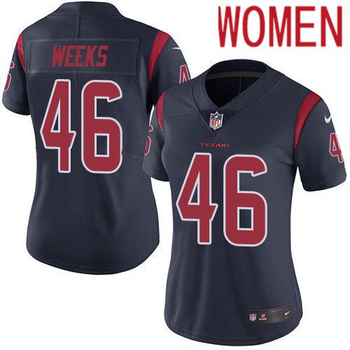 Women Houston Texans #46 Jon Weeks Navy Blue Nike Rush Vapor Limited NFL Jersey